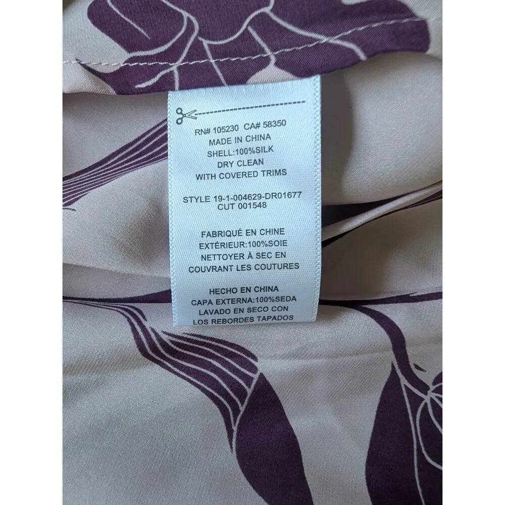 NWOT Equipment Silk Andrese Wrap Long-sleeve Printed Midi Dress Sz 6 Plum 9C606 - Picture 7 of 8